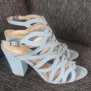 Women's 6.5 Norla Blue Vince Camuto Block Heeled Sandals